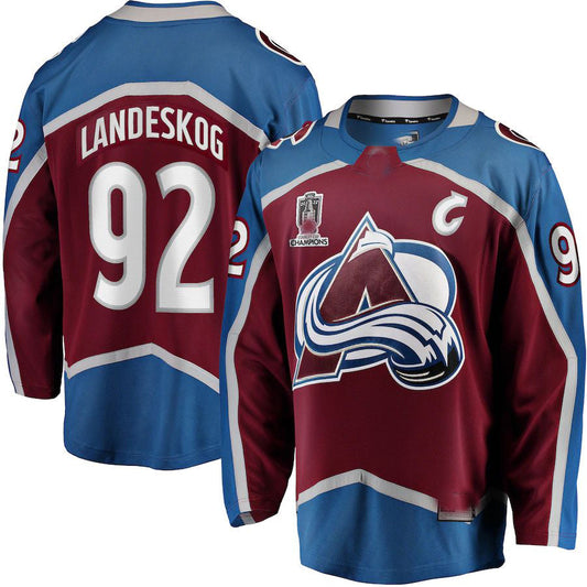 C.Avalanche #92 Gabriel Landeskog Fanatics Branded Home 2022 Stanley Cup Champions Breakaway Player Jersey Burgundy Stitched American Hockey Jersey UNEC