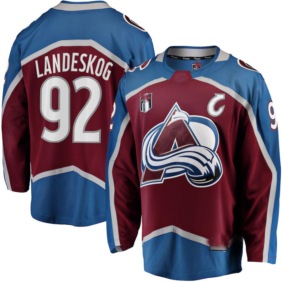 C.Avalanche #92 Gabriel Landeskog Fanatics Branded Home 2022 Stanley Cup Final Breakaway Player Jersey Burgundy Stitched American Hockey Jersey UNEC