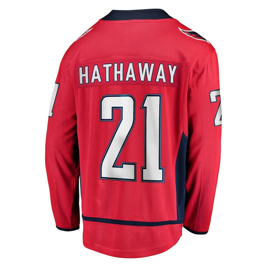 W.Capitals #21 Garnet Hathaway Fanatics Branded Replica Player Jersey  Red Stitched American Hockey Jersey UNEC
