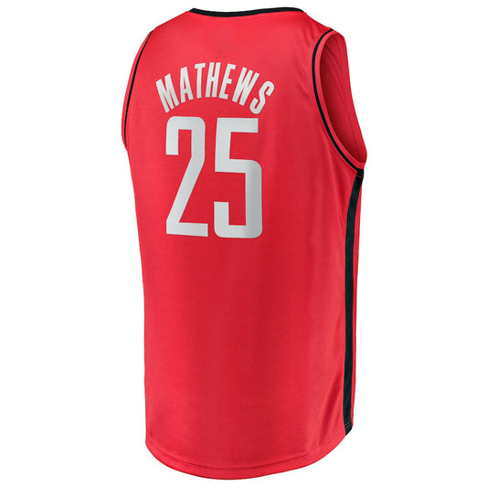 H.Rockets #25 Garrison Mathews Fanatics Branded 2021-22 Fast Break Replica Jersey Icon Edition Red Stitched American Basketball Jersey UNEC