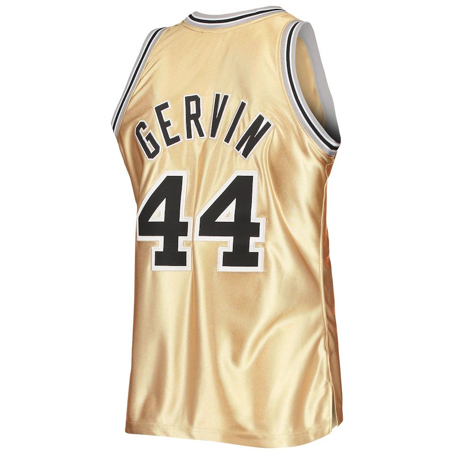 S.Antonio Spurs #44 George Gervin Mitchell & Ness 75th Anniversary 1977-78 Hardwood Classics Swingman Jersey  Gold Stitched American Basketball Jersey UNEC