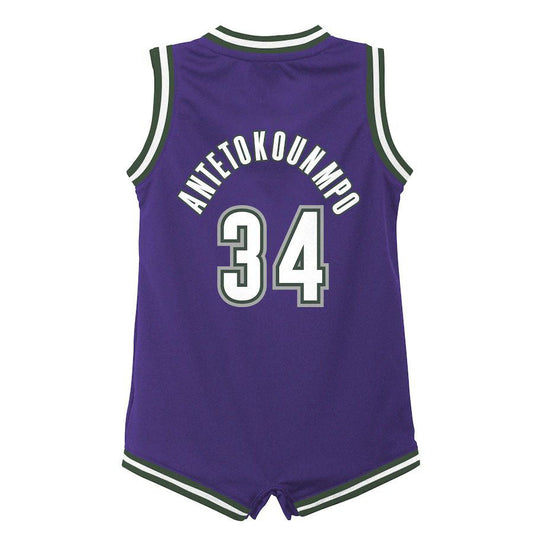 M.Bucks #34 Giannis Antetokounmpo Infant 2022-23 Swingman Jersey Purple Classic Edition Stitched American Basketball Jersey UNEC