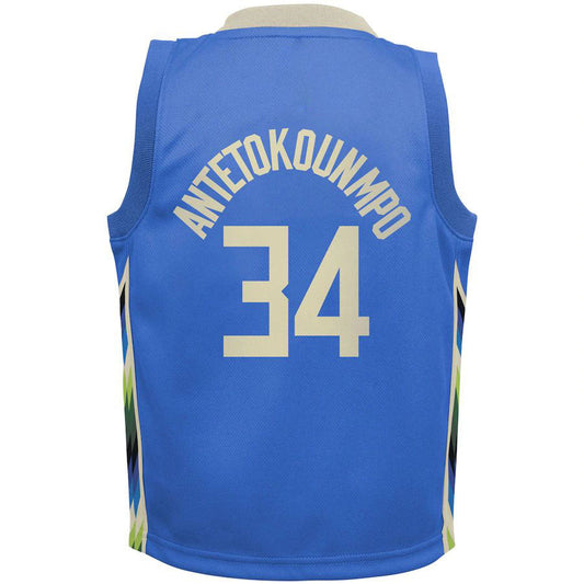 M.Bucks #34 Giannis Antetokounmpo Preschool 2022-23 Replica Jersey City Edition Royal Stitched American Basketball Jersey UNEC