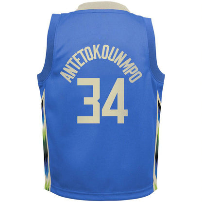 M.Bucks #34 Giannis Antetokounmpo Toddler 2022-23 Replica Jersey City Edition  Royal Stitched American Basketball Jersey UNEC