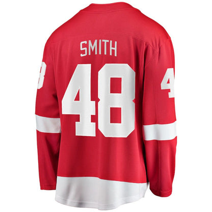 D.Red Wings #48 Givani Smith Fanatics Branded Home Breakaway Player Jersey Red Stitched American Hockey Jersey UNEC