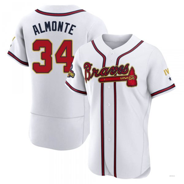 Atlanta Braves #34 AbUNECm Almonte Gold White 2022 Program Jersey Stitches Baseball Jerseys