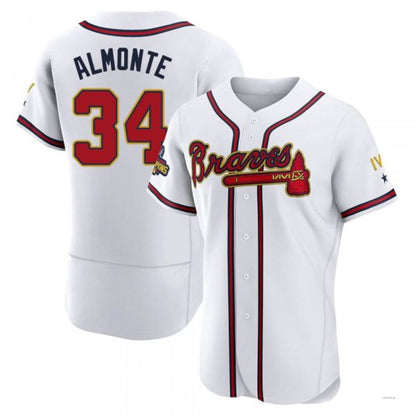 Atlanta Braves #34 AbUNECm Almonte Gold White 2022 Program Jersey Stitches Baseball Jerseys