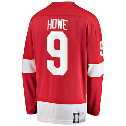 D.Red Wings #9 Gordie Howe Fanatics Branded Premier Breakaway Retired Player Jersey  Red Stitched American Hockey Jersey UNEC