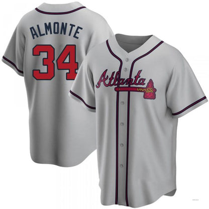 Atlanta Braves #34 AbUNECm Almonte Gray Road Jersey Stitches Baseball Jerseys