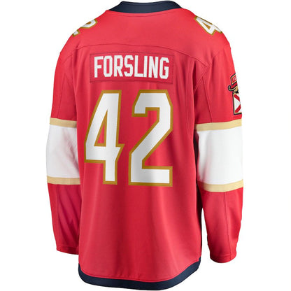 F.Panthers #42 Gustav Forsling Fanatics Branded Home Breakaway Player Jersey Red Stitched American Hockey Jersey UNEC