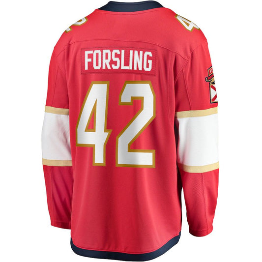F.Panthers #42 Gustav Forsling Fanatics Branded Home Breakaway Player Jersey Red Stitched American Hockey Jersey UNEC