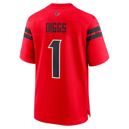 H.Texans #1 Stefon Diggs Red Alternate Game American Football Jersey
