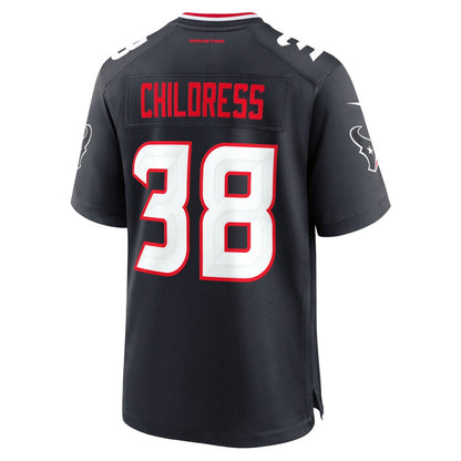 H.Texans #38 Zion Childress Navy Team Game American Football Jersey