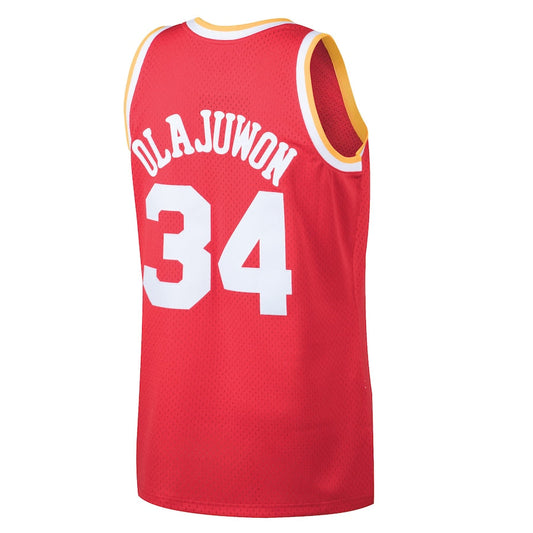 H.Rockets #34 Hakeem Olajuwon Mitchell & Ness 1993-94 Hardwood Classics Swingman Jersey Red Stitched American Basketball Jersey UNEC