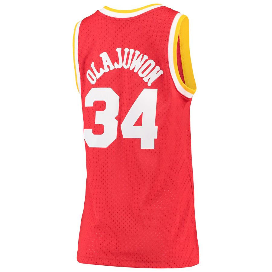 H.Rockets #34 Hakeem Olajuwon Mitchell & Ness 1993-94 Hardwood Classics Swingman Jersey Red Stitched American Basketball Jersey UNEC