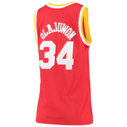 H.Rockets #34 Hakeem Olajuwon Mitchell & Ness 1993-94 Hardwood Classics Swingman Jersey Red Stitched American Basketball Jersey UNEC