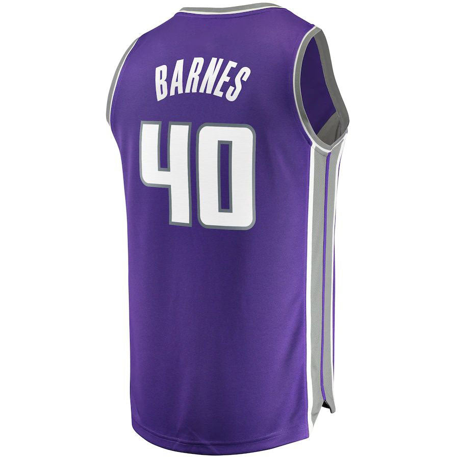 S.Kings #40 Harrison Barnes Fanatics Branded Fast Break Replica Player Jersey Purple Icon Edition Stitched American Basketball Jersey UNEC
