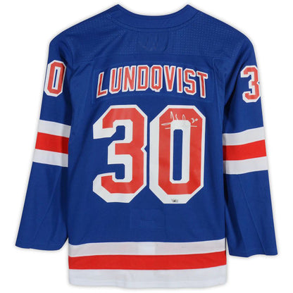 NY.Rangers #30 Henrik Lundqvist  Fanatics Authentic Autographed Jersey Blue Stitched American Hockey Jersey UNEC