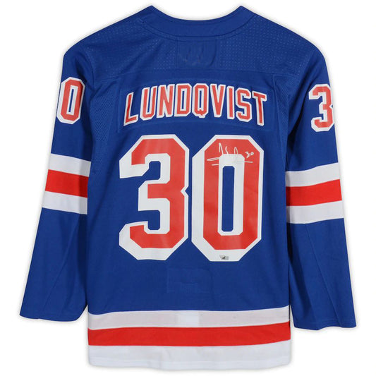 NY.Rangers #30 Henrik Lundqvist  Fanatics Authentic Autographed Jersey Blue Stitched American Hockey Jersey UNEC