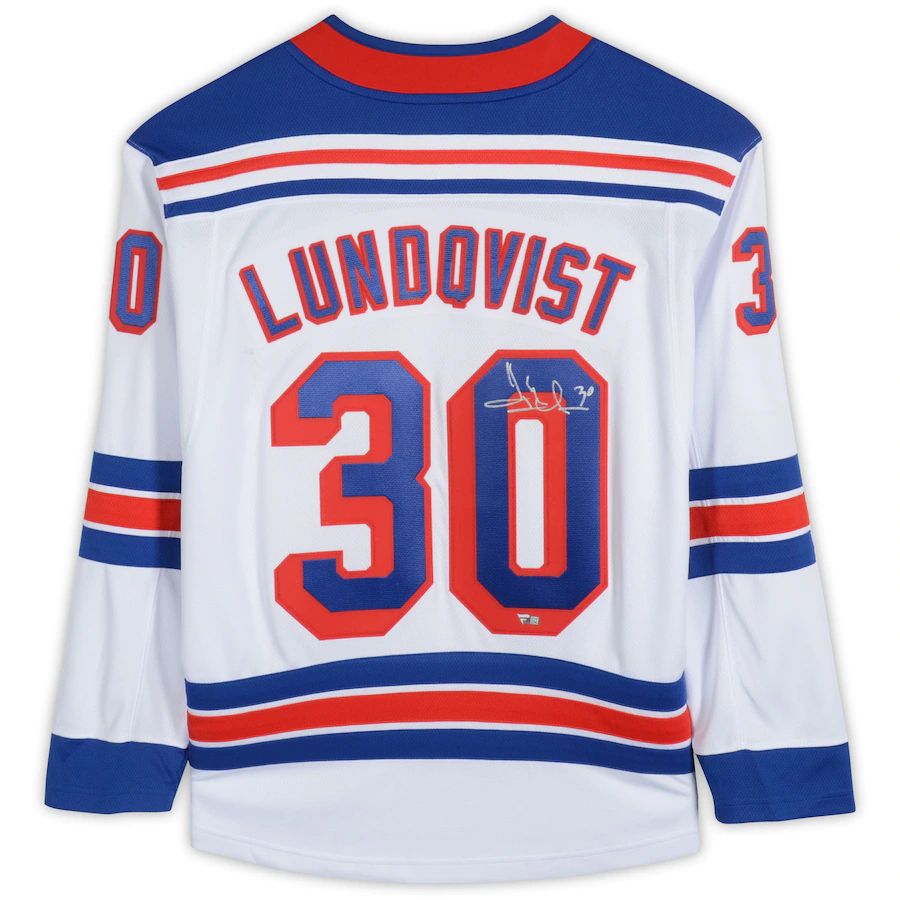 NY.Rangers #30 Henrik Lundqvist Fanatics Authentic Autographed  Breakaway Jersey White Stitched American Hockey Jersey UNEC