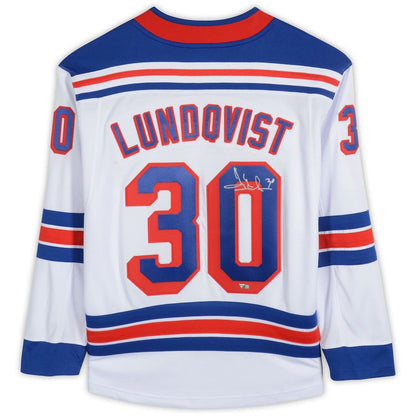NY.Rangers #30 Henrik Lundqvist Fanatics Authentic Autographed  Breakaway Jersey White Stitched American Hockey Jersey UNEC