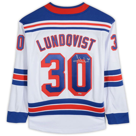 NY.Rangers #30 Henrik Lundqvist Fanatics Authentic Autographed  Breakaway Jersey White Stitched American Hockey Jersey UNEC