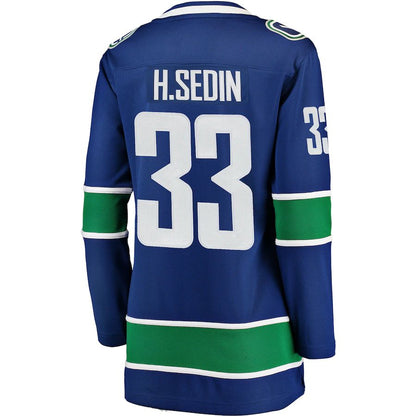 V.Canucks #33 Henrik Sedin Fanatics Branded Home Breakaway Player Jersey Blue Stitched American Hockey Jersey UNEC