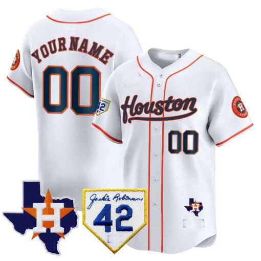 Custom Houston Astros 2024 Jackie Robinson Patch Vapor Premier Limited ¨C All Stitched Baseball Jersey