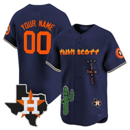 Custom Houston Astros Cactus Jack Patch Vapor Premier Limited ¨C All Stitched Baseball Jersey