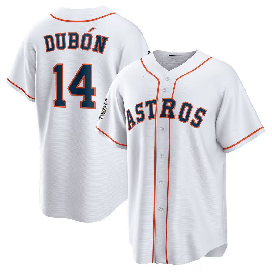 Houston Astros #14 Mauricio Dub¨®n Home Replica Player Jersey - White Stitched Baseball Jersey