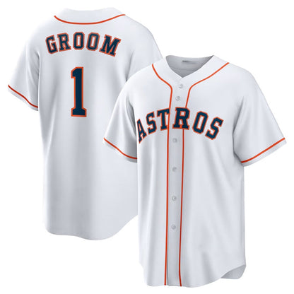 Houston Astros #1 Groom Home Replica Jersey - White Stitched Baseball Jersey