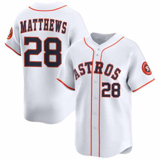 Houston Astros #28 Brice Matthews White 2025 Home Limited Stitched Baseball Jersey