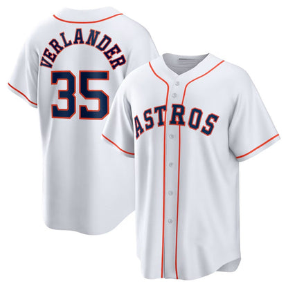 Houston Astros #35 Justin Verlander Home Replica Player Name Jersey - White Stitched Baseball Jersey