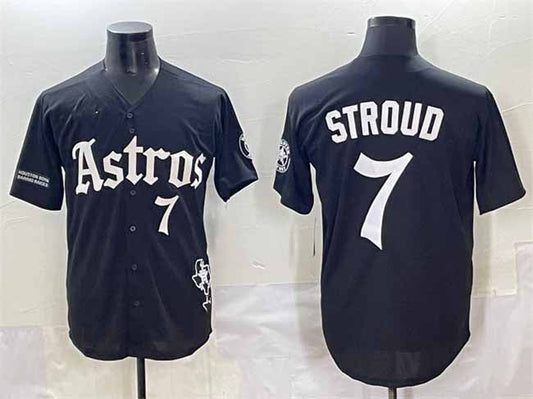 Houston Astros #7 C.J. Stroud Black Gothic 'Houston Born Barrio Raised' Limited Stitched Baseball Jersey