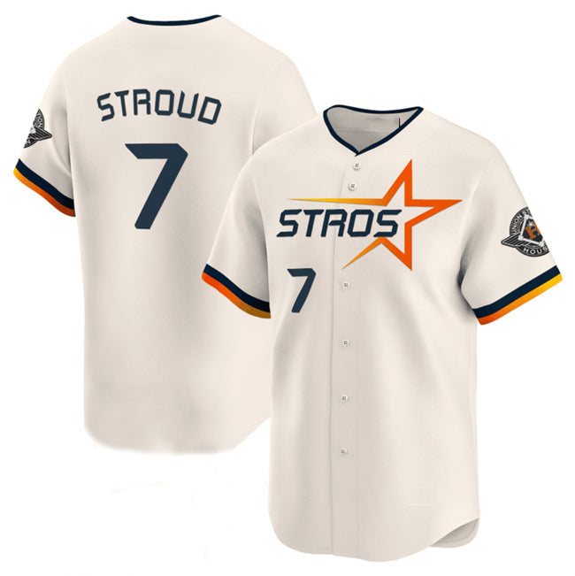 Houston Astros #7 C.J. Stroud Cream 2025 City Connect Limited Stitched Baseball Jersey