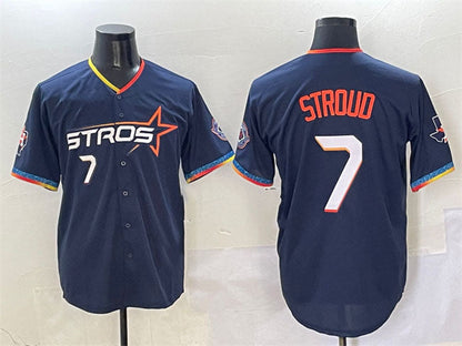 Houston Astros #7 C.J. Stroud Navy 2025 City Connect With Texas Patch Limited Stitched Baseball Jersey