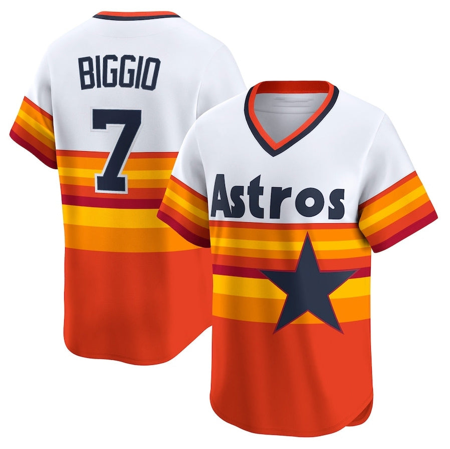 Houston Astros #7 Craig Biggio Throwback Cooperstown Collection Limited Player Jersey - White Stitched Baseball Jersey
