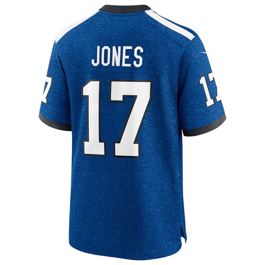 IN.Colts #17 Daniel Jones Heather Royal Alternate 2 Indiana Nights Game Stitched American Football Jerseys UNEC