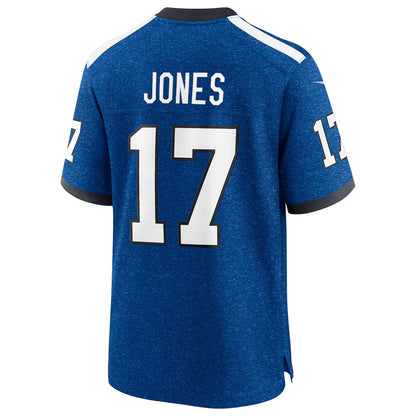 IN.Colts #17 Daniel Jones Heather Royal Alternate 2 Indiana Nights Game Stitched American Football Jerseys UNEC