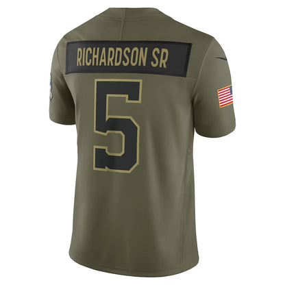 IN.Colts #5 Anthony Richardson Sr. Olive 2025 Salute to Service Limited Stitched American Football Jerseys UNEC