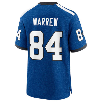 IN.Colts #84 Tyler Warren Heather Royal Alternate 2 Indiana Nights Game Stitched American Football Jerseys UNEC