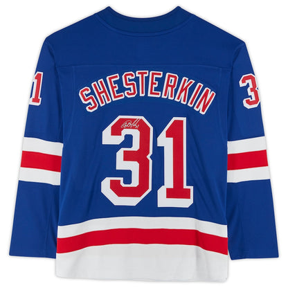 NY.Rangers #31 Igor Shesterkin Fanatics Authentic Autographed Blue Fanatics Breakaway Jersey Stitched American Hockey Jersey UNEC