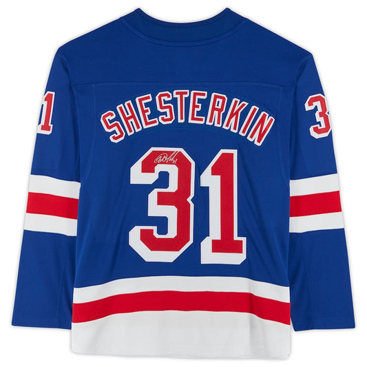 NY.Rangers #31 Igor Shesterkin Fanatics Authentic Autographed Blue Fanatics Breakaway Jersey Stitched American Hockey Jersey UNEC