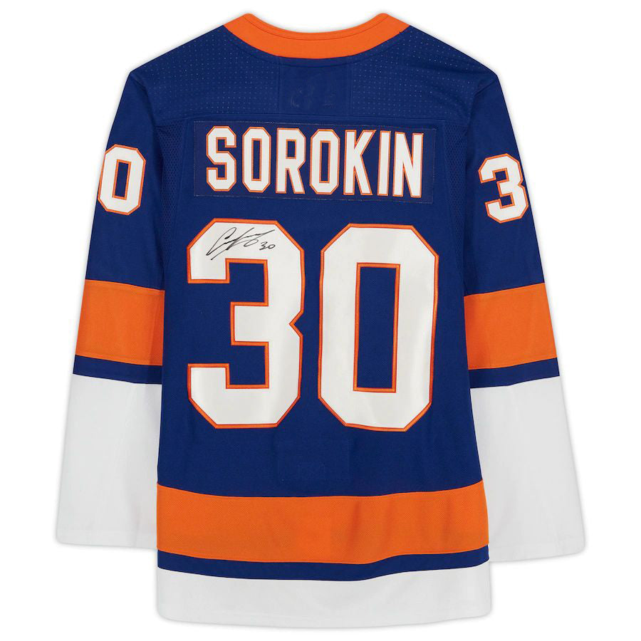 NY.Islanders #30 Ilya Sorokin Fanatics Authentic Autographed Blue  Jersey Royal Stitched American Hockey Jersey UNEC