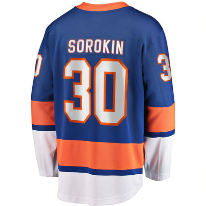 NY.Islanders #30 Ilya Sorokin Fanatics Branded Home Breakaway Player Jersey Royal Stitched American Hockey Jersey UNEC