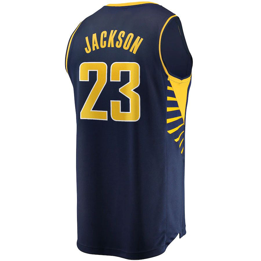 IN.Pacers #23 Isaiah Jackson Fanatics Branded 2021-22 Fast Break Replica Jersey Icon Edition Navy Stitched American Basketball Jersey UNEC