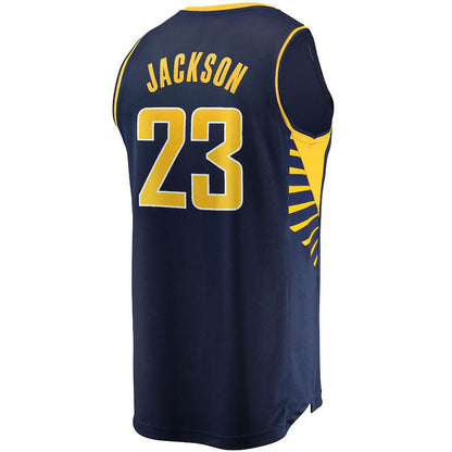 IN.Pacers #23 Isaiah Jackson Fanatics Branded 2021-22 Fast Break Replica Jersey Icon Edition Navy Stitched American Basketball Jersey UNEC
