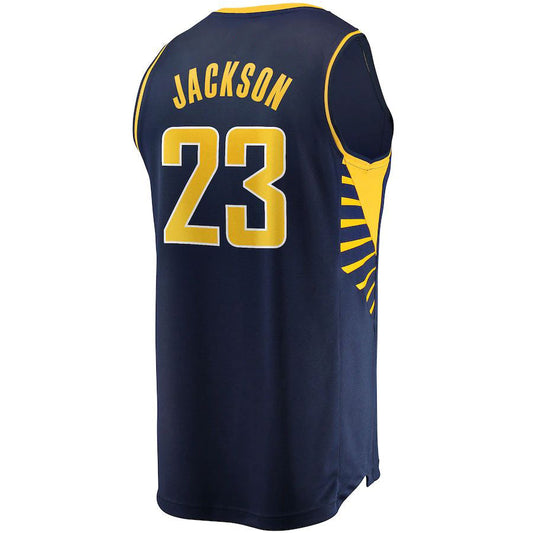 IN.Pacers #23 Isaiah Jackson Fanatics Branded 2021-22 Fast Break Replica Jersey Icon Edition Navy Stitched American Basketball Jersey UNEC