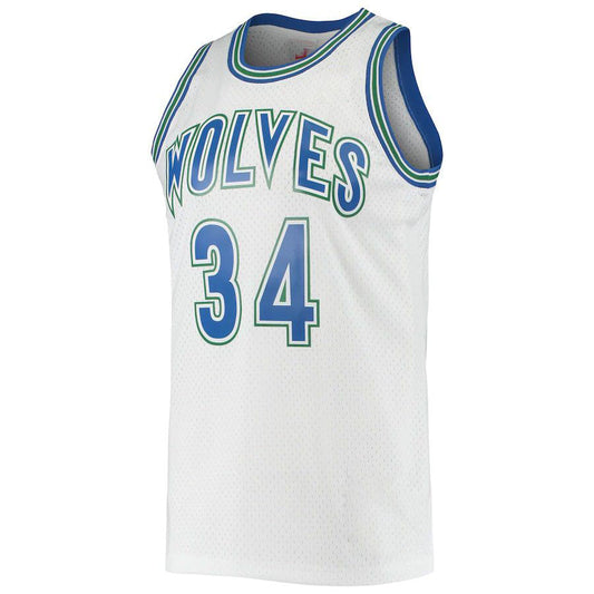 M.Timberwolves #34 Isaiah Rider Mitchell & Ness 1995-96 Hardwood Classics Swingman Jersey White Stitched American Basketball Jersey UNEC
