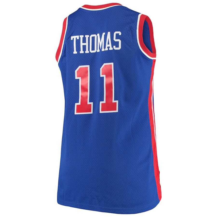 D.Pistons #11 Isaiah Thomas Mitchell & Ness Big & Tall Hardwood Classics Jersey Royal Stitched American Basketball Jersey UNEC